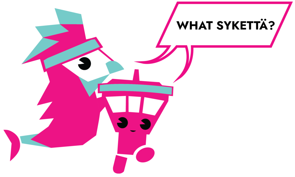 Sykettä mascots ask What SYKETTÄ?